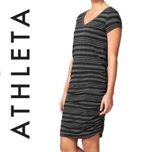 ATHLETA Topanga Striped V-Neck Casual Dress S